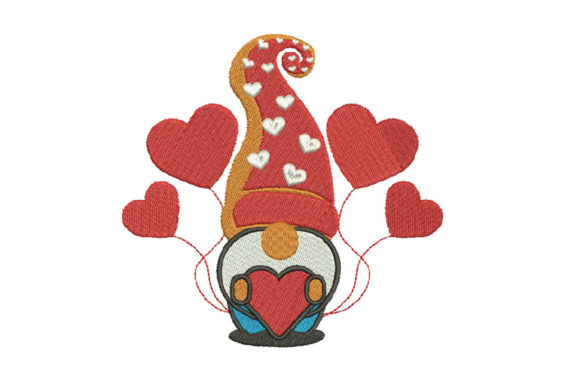 A Kawaii Gnome Embroidery Design for Valentine's Day
