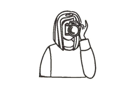 A Silhouette of Passion: The Photographer Line Art Drawing