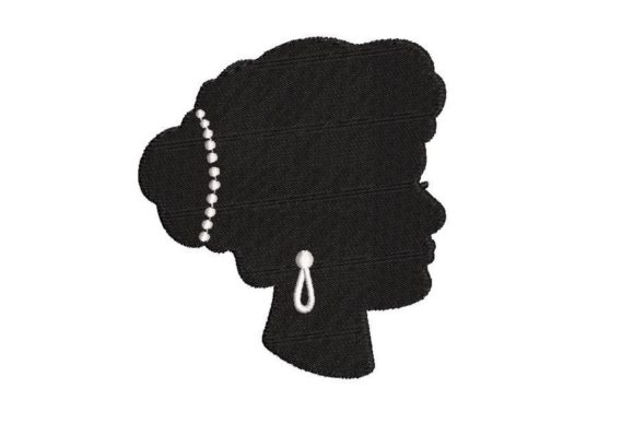 Vintage Female Head Silhouette: A Versatile Embroidery Design